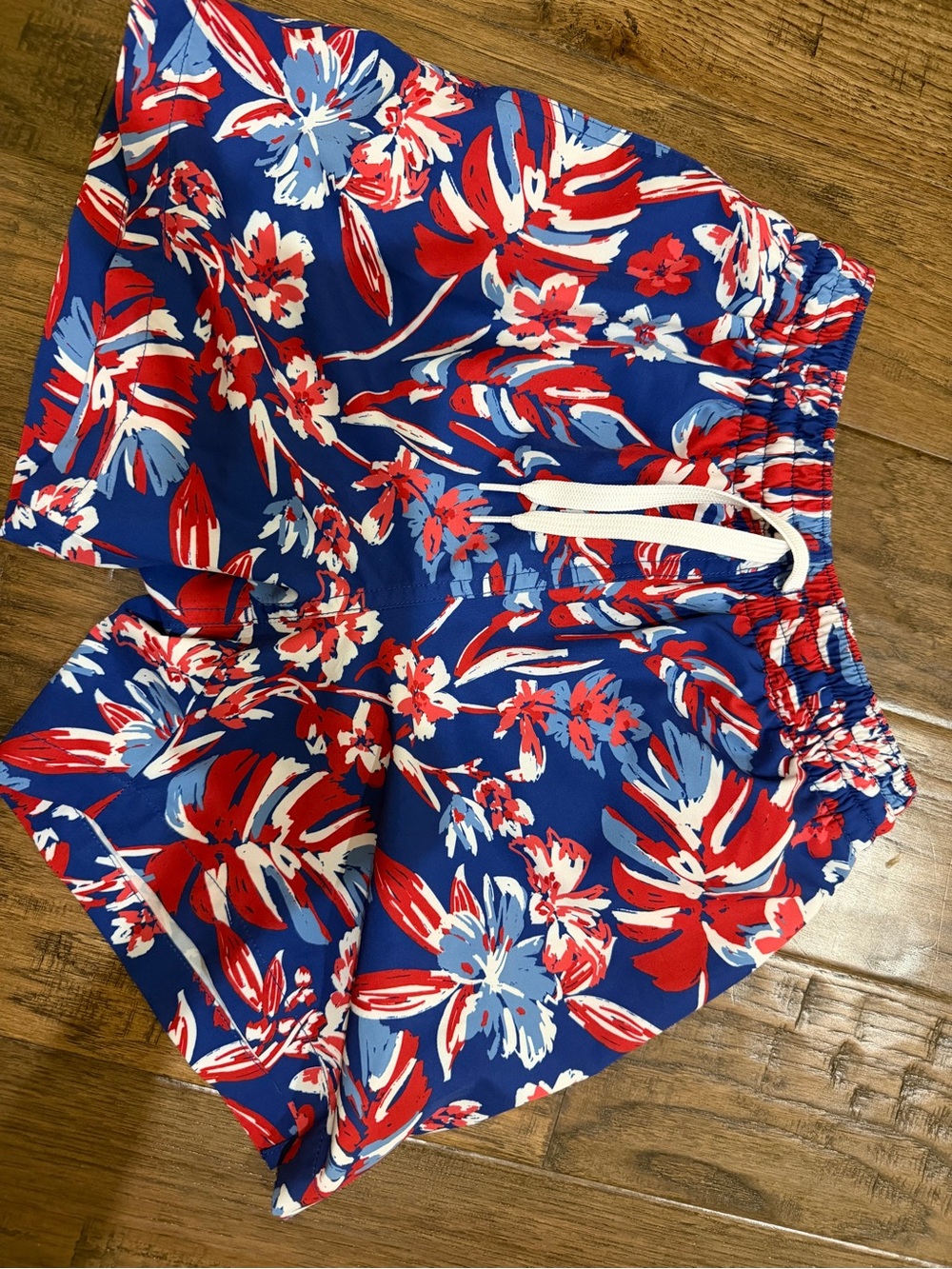 CHUBBIES XS Blue Floral Athletic Shorts with White Drawstring